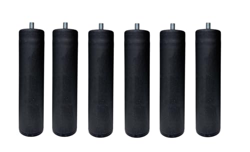 MOBILIARIOCLICHI Patas para somier o Base tapizada, cilindricas en Metal, Disponibles en Pack de 4 y 6 Unidades (Negro, 6 Uni. 15 cm)