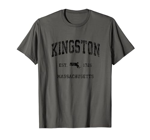 Kingston Massachusetts MA Vintage Athletic Black Sports Desi T-Shirt
