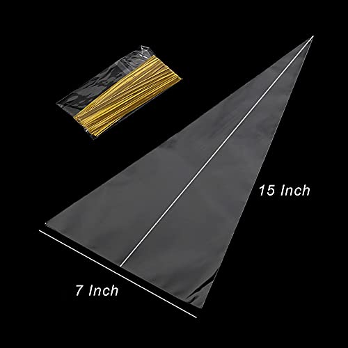 7x15 Inches Clear Cone Shaped Treat Bags