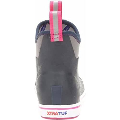 Image of XTRATUF Women's 6 Inch Ankle Deck Boot, Navy /Pink, 6