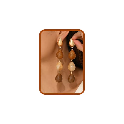 Mayvary Chunky Teardrop Dangle Earrings for Women, Boho Acrylic Resin