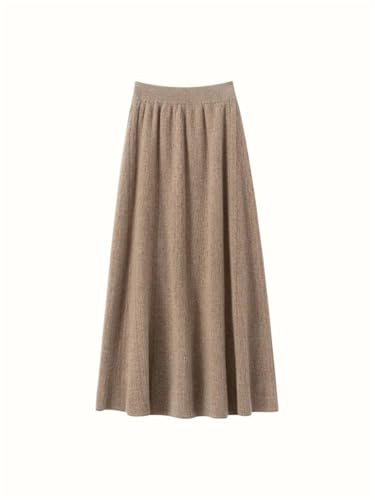 Women Knit A-Line Pleated Skirt Thick Warm Soft Solid Vintage Casual Business Skirt2