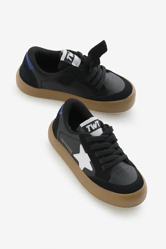 Tonny Black Çocuk Unisex Siyah Beyaz Termo Taban Yıldız Detaylı Bağcıklı ve Cırtlı Spor Ayakkabı, 26, TBKMN320, Siyah Beyaz, Unisex Çocuk - Görsel 3