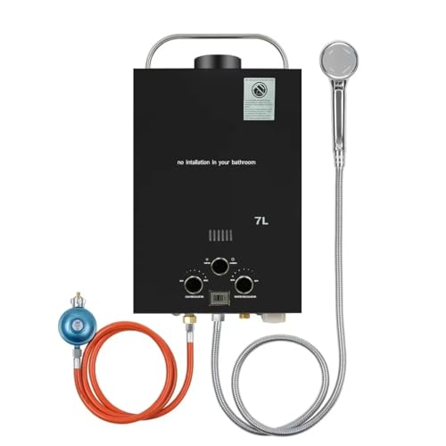 Calentador de agua de gas propano gpl 7L/min (2.1 GPM), Calentador de agua instantáneo de 14 KW LPG con una presión de agua de salida muy baja de 0,2 bar, funciona con Butano y propano
