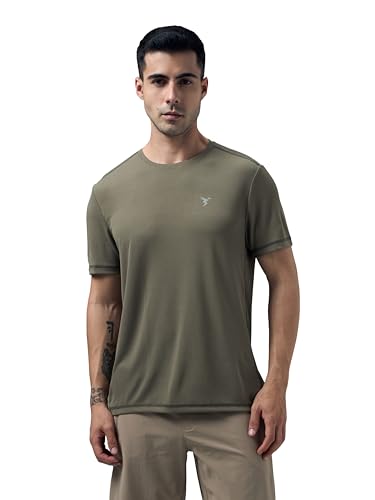 Image of TECHNOSPORT Men's Slim Fit Polyester Activewear Sports T-Shirt with Moisture-Wicking Comfort for Workout, Running & Gym