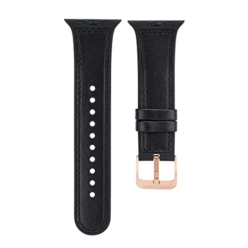 Buckle & Band Mona Silicone and Leather Sports & Gym Compatible Apple Watch Strap Black Genuine Leather upper silicone under Band - Image 3