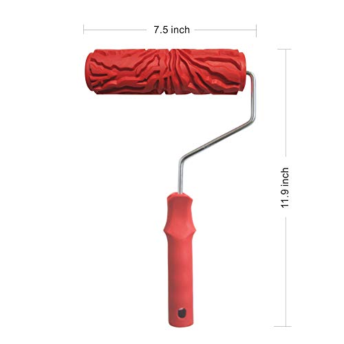 7'' Texture Roller DIY Decorative Art Pattern Paint Roller Rubber Roller for Walls, Furnitures and Floors Decoration(EG325T)