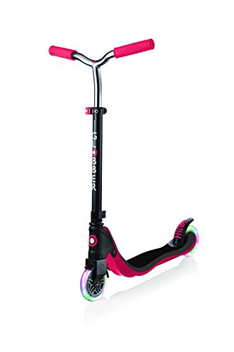 Globber Flow 125 [My Too Fix Up] Trottinette avec des Roues Lumineuses, Noir Nouveau Rouge