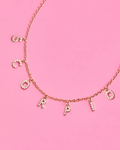 xo, Fetti Zodiac Scorpio Necklace, 14" Choker, Gold Pave, Charm Letter Cubic Zirconia Jewelry | Horoscope Birthday Gift, BFF Friend Gift, Bday4