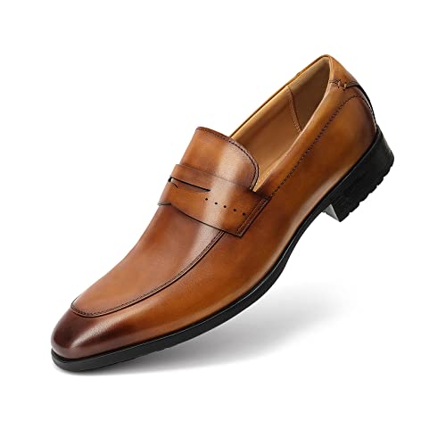 Men's Slip on Oxford Dress Shoes Classic Handmade Calfskin Manufacturing More Compact, Choose The Right Size to Modify The Foot Shape