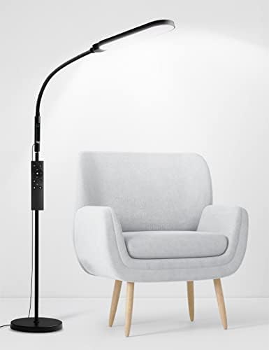 CRMETA LED Floor Lamp, Swing Arm Floor Lamp with Remote Control, 2000-6500K Dimmable Reading Lamp Floor Standing, Modern Bright Lamp for Living Room, Bedroom, Office, Chairside, Crafting