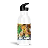 PR Print Royal Trinkflasche selbst gestalten - Geschenkidee Outdoor, Camping, Schule - mit Foto und Text Personalisieren - Edelstahl weiß, 500 ml