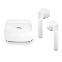 Vieta Pro Auriculares Inalámbricos con Bluetooth 5.4, Control Táctil y Manos Libres. Cascos con Micrófono y Batería Larga Duración 20h. Auriculares Resistentes al Agua con Caja de Carga | Squid Blanco