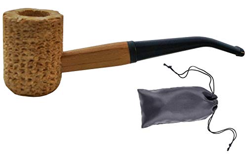 GERMANUS Corncob Pipe - Regular, Bent - Pipa de tabaco incl. funda para pipa