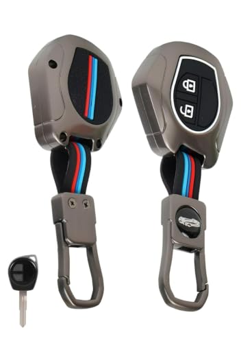 Image of EGNIUS Premium Metal & Silicone Key Cover Compitable for Suzuki Swift | Ertiga | Wagonr | Celerio | Swift Dzire | Alto | Fronx | Breza | S Presso | Ignis 2 Button Key cover