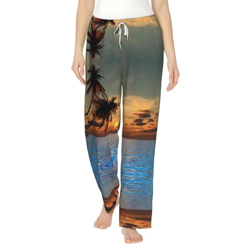 Pantalon de pyjama en flanelle sunset palm pour vos soirées cocooning à la maison