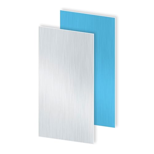 iMeistek Chapa de aluminio 6063 con lámina protectora de doble cara, 300 mm x 150 mm x 0,8 mm de grosor, placa de aluminio cuadrada (2 unidades)