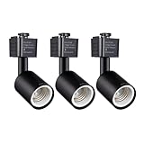 mirrea J Type Track Lighting Head to E26 Medium Screw Base Adapter Light Direction Adjustable Pack of 3 (Black)