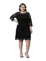 The Pink Moon Women's Knee Length Plus Size Dress - (DRS_12LB_BLK_Black_5XL)
