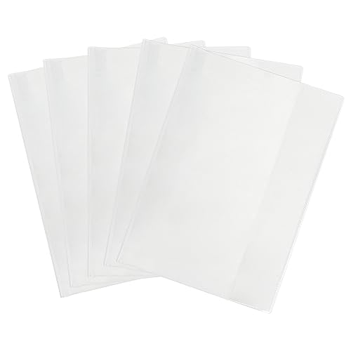 EXERZ A4 Exercise Book Cover 5pk Clear Water Resistant - Slip On Protective Jackets for Notebook, PVC Sleeve (A4 x 5)