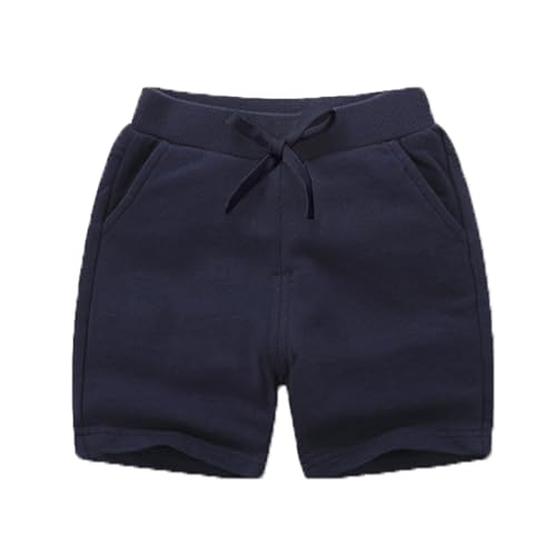 Pantalones deportivos para niños y niñas, casuales, lisos, para verano, vacaciones, playa, pantalones cortos deportivos, azul marino, 3-4 años