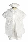 White Baby Boy Baptism Christening Outfit, Baptismal Clothes Romper -Ropones de bautizo niño #3754 size 2