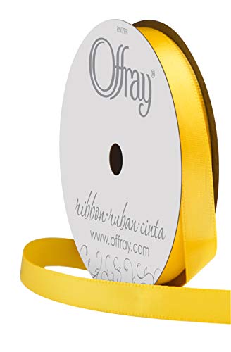 Image of Berwick 069639 3 /8 inch Wide Single Face Satin Ribbon, Lemon Yellow, 6 Yds