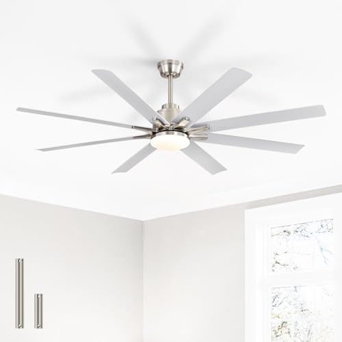 Sofucor Smart Ceiling Fan with Light, 52'' White Indoor/Outdoor Ceiling Fans with Remote Control, Work with Alexa/Google, Reversible DC Motor, ABS 8 Blades Ceiling Fans for Bedroom Living Room Patio by Sofucor - Used condition - US$99.99