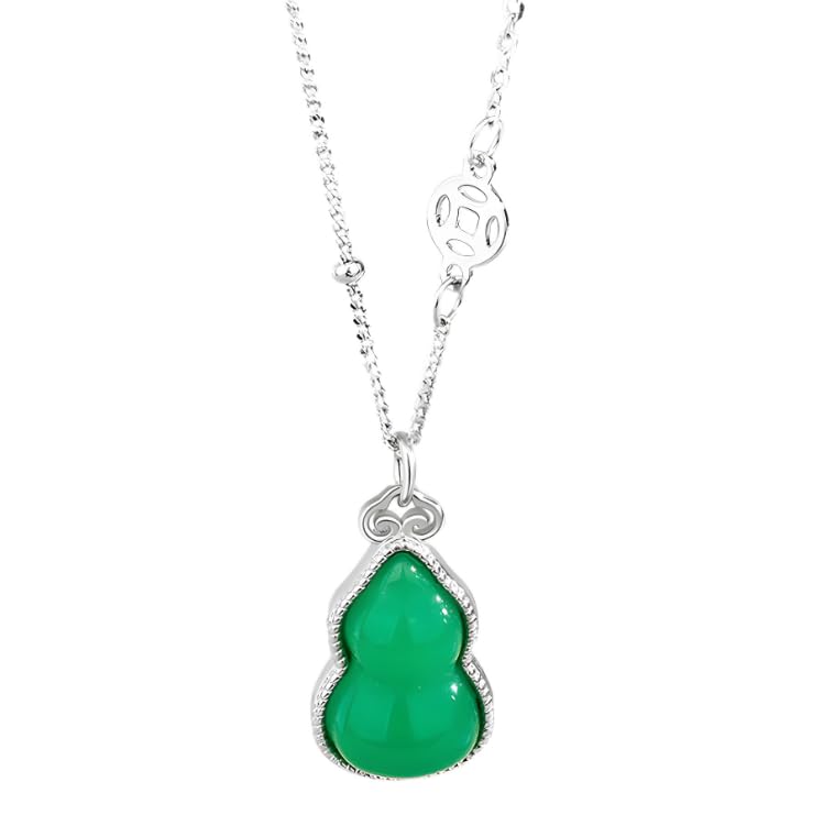 Pendentif en gourde verte en argent S925, un bijou d'exception raffiné