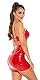 Koucla Top Wetlook Lederlook Lack Optik Crop Top Bustier (Rot, L)