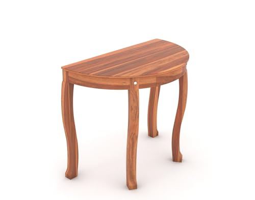Image of CRAFT D ARTS Solid Sheesham Wooden Sapphire Cross Console Table | Console Table for Living Room, Entryway, Outdoor, Home Decor, Dining Room | Ha;f Round Table | Natural Finish