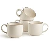 Maison Neuve 4-Piece Stoneware Mug Set, 16 Oz - White, Microwave & Dishwasher Safe