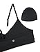 CRZ YOGA Butterluxe V-Neck Sports Bras for Women - Adjustable Thin Straps Padded Yoga Top Basic Wireless Camisole Black Medium