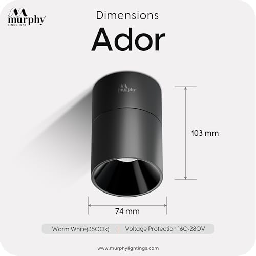 Image of Murphy Ador 12W LED Surface COB Spot Light Black Reflector | Natural White 4000K | 360 Rotatable & 90 Adjustable | Aluminium Body | BIS Approved | 2 Year Warranty | Pack of 2