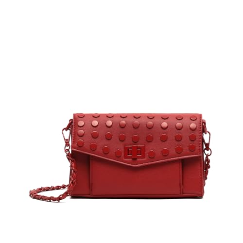 MISAKO Danbai bolso bandolera pequeño con solapa y detalles metálicos Mujer - Danbai Rojo 12x20x4 cm MISAKO Danbai bolso bandolera pequeño con solapa y detalles metálicos Mujer - Danbai Rojo 12x20x4 cm