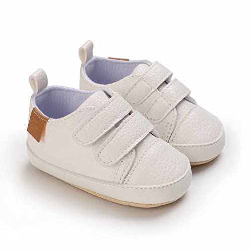 Baby Girls Boys Shoes Soft Anti-Slip Sole Newborn First Walkers Star High Top Canvas Denim Unisex Infant Sneaker (F-White, 0_Months) #TOP3