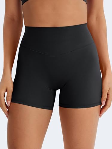 VOYJOY Women Workout Shorts 4.5" Hidden Scrunch No Front Seam High Waist Tummy Control Gym Booty Shorts2