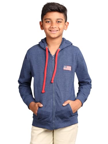 Image of ZION Hoodies for Boys - Cotton Hoodies Sweatshirt with Zipper | Solid & Regular Fit with Embroidery | Long Sleeve | for Every Occasion | Multiple Sizes & Colors (Pack of 1)