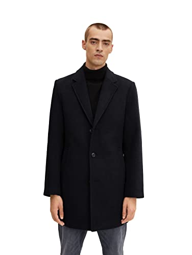 TOM TAILOR Herren Wollmantel 1032502, 24258 - Navy Blue Structure, L