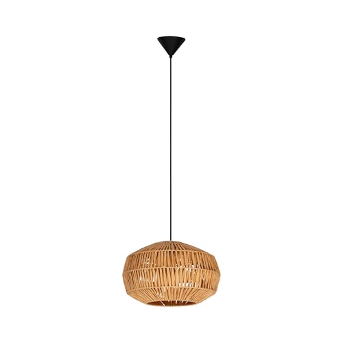 EGLO Hängelampe Sheldon, Esstisch Pendelleuchte 1-flammig, Esstischlampe Boho, Hängeleuchte mit Lampenschirm aus Bast Papier, E27 Fassung, Ø 38 cm EGLO Hängelampe Sheldon, Esstisch Pendelleuchte 1-flammig, Esstischlampe Boho, Hängeleuchte mit Lampenschirm aus Bast Papier, E27 Fassung, Ø 38 cm