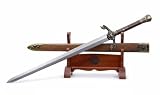 LOONGSWORD Chinese Flying Dragon Jian – Hand-Forged Damascus Steel Sword with Rosewood Scabbard & Handle, Full Tang Martial Arts Jian, Collectible Longquan Sword for Display & Practice