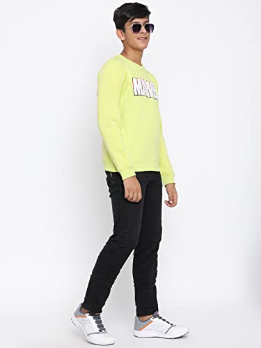 Image of Lil Tomatoes Boys Regular Marvel Fit Printed Round Neck Cotton Fleece Sweatshirt Ecru