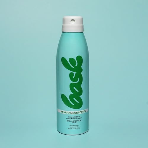 Image of Bask SPF 30 Mineral Sunscreen Spray - Fragrance Free, Non-Aerosol, Reef Safe, Broad Spectrum UVA /UVB Protection, Dermatologist Recommended, Lightweight & Fast-Absorbing, 5.5 oz