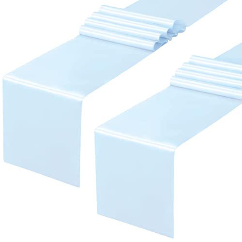 Horbaunal 2 Pack Light Blue Satin Table Runner 12 x 108 Inch