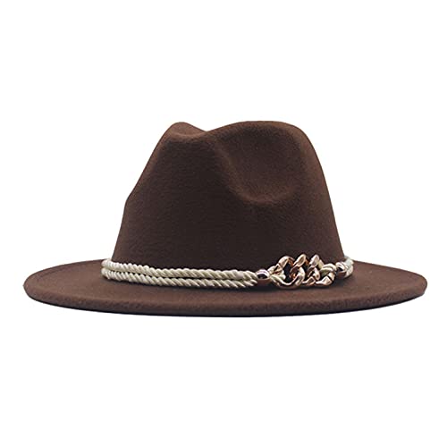 Chapeau Panama en Laine Chic avec Large Ceinture pour Femme Élégante