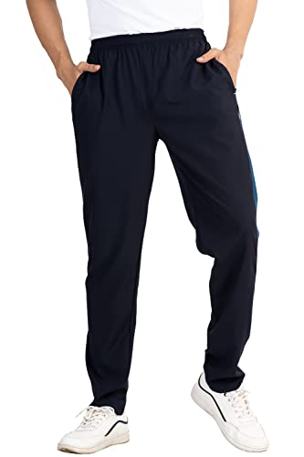 Image of Ultra Light Weight Regular fit Track for Men || Sportswear || Gym wear || Running wear || Breathable (L, Navy Blue)