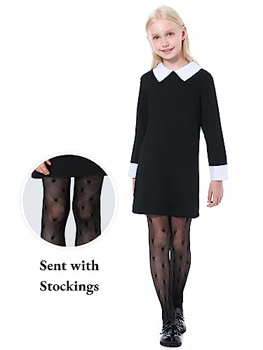 Mebius Girls Toddler Peter Pan Contrast Collar Dress Kids Vintage Tunic Dresses Casual Party Church 2T-12Y2