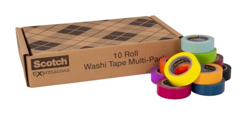 Image of Scotch Washi Tape, 10 Rolls, Great for Use in Bullet Journal, School Supplies, Craft Supplies, and Teacher Appreciation Gifts (C317-10-SIOC)