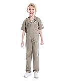 TopTie Boy's Coverall Child's Mechanic Halloween Costume Jumpsuit Short Sleeve-Khaki-13/14Y