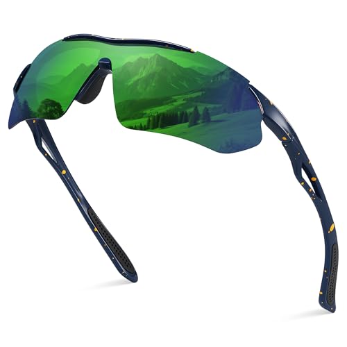suoso Polarisierte Fahrradbrille für Herren und Damen, Halbrahmen, Sport-Sonnenbrille, MTB-Brille, für Outdoor, Laufen, Motorrad, Fahrrad, A06
